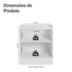 Balcão de Cozinha 70 x 60 cm 2 Portas (Sem Tampo) Branco/Preto Lux Madesa