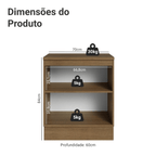 Balcão de Cozinha 70 x 60 cm 2 Portas (Com Tampo) Rustic/Preto Lux Madesa