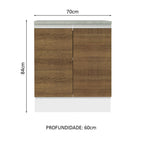 Balcão 70 x 60 cm 2 Portas (Com Tampo) Branco/Rustic Glamy Madesa