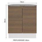 Balcão 70 x 60 cm 2 Portas (Com Tampo) Branco/Rustic Stella Madesa