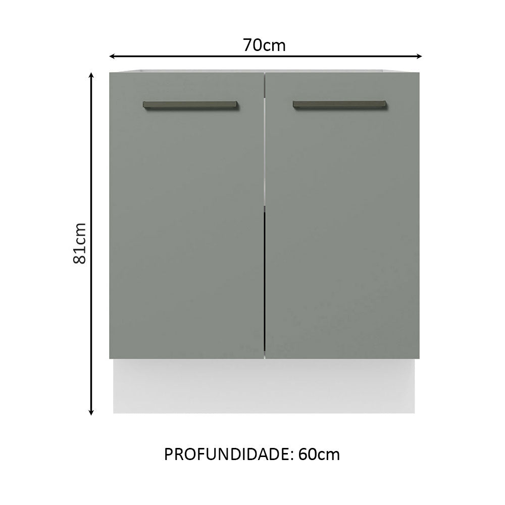 Balcão de Cozinha Madesa Agata 70 x 60 cm 2 Portas (Sem Tampo) Branco/Cinza