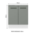 Balcão de Cozinha Madesa Agata 70 x 60 cm 2 Portas (Com Tampo) Branco/Cinza