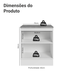 Balcão de Cozinha Madesa Agata 70 x 60 cm 2 Portas (Com Tampo) Branco/Cinza