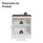 Balcão de Cozinha 70 x 60 cm 2 Portas (Com Tampo) Branco/Rustc Vik Madesa
