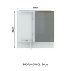 Balcão de Canto Madesa Lux 1 Porta (Sem Tampo) Branco/Cinza