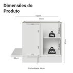 Balcão de Canto para Linha de 60 cm de Profundidade 1 Porta (Sem Tampo) Branco/Cinza Lux Madesa