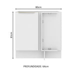 Balcão de Canto Madesa Lux 1 Porta (Sem Tampo) Branco/Branco Veludo