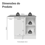 Balcão de Canto para Linha de 60 cm Profundidade (Com Tampo) Branco/Verde Vik Madesa