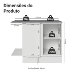 Balcão de Canto para Linha de 60 cm Profundidade (Com Tampo) Branco/Verde Vik Madesa