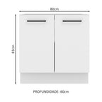 Balcão de Cozinha Madesa Agata 80 x 60 cm 2 Portas (Sem Tampo) Branco