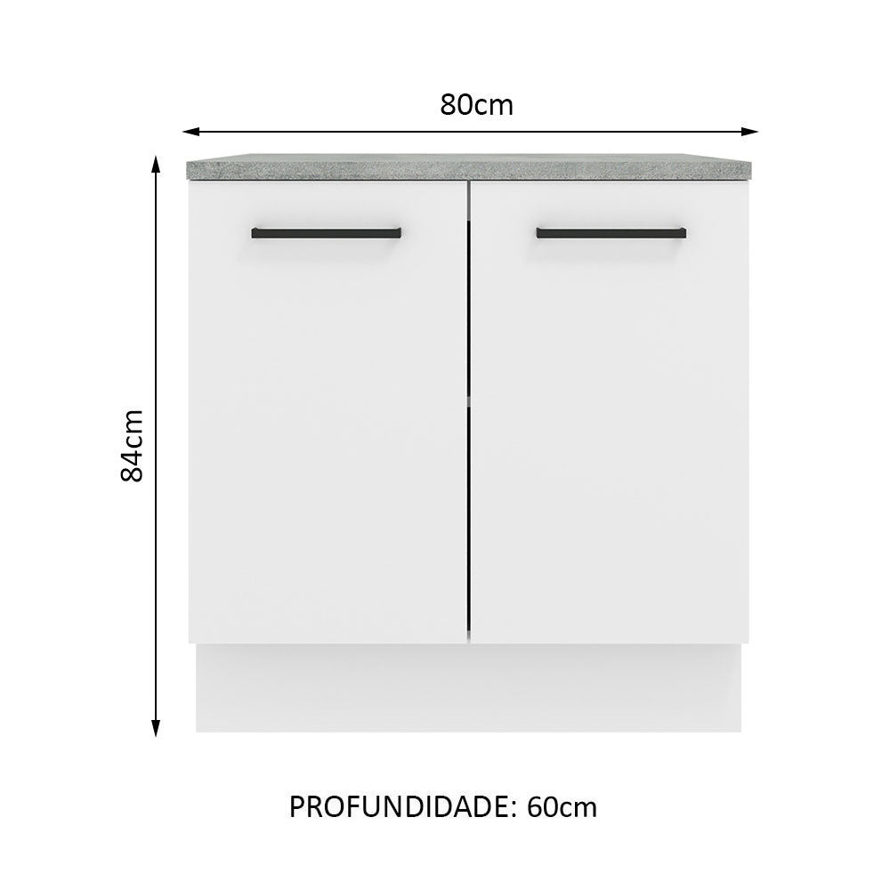 Balcão Madesa Agata 80 x 60 cm 2 Portas (Com Tampo) Branco