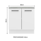 Balcão Madesa Agata 80 x 60 cm 2 Portas (Com Tampo) Branco