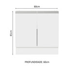 Balcão Cozinha 80 x 60 cm 2 Portas (Sem Tampo) Branco Glamy Madesa