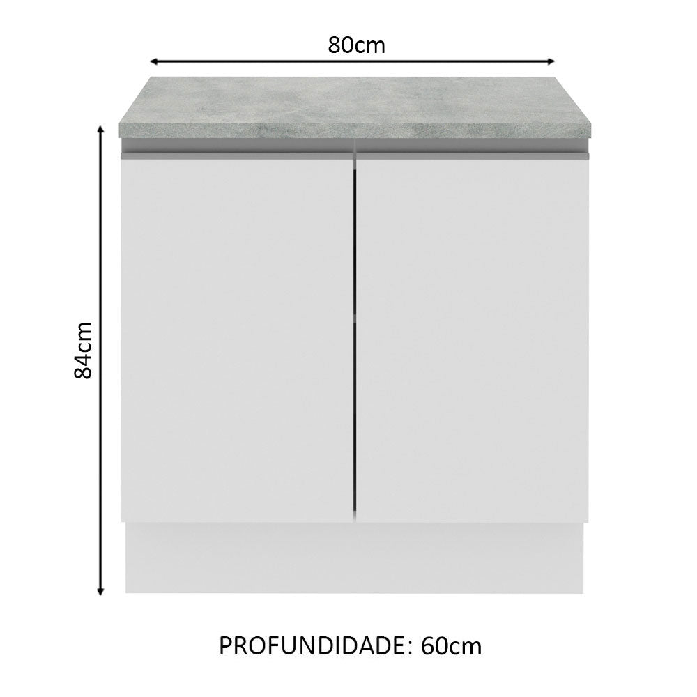 Balcão Madesa Glamy 80 x 60 cm 2 Portas (Com Tampo) Branco
