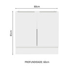 Balcão Cozinha 80 x 60 cm 2 Portas (Sem Tampo) Branco Stella Madesa