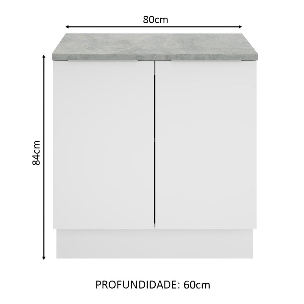 Balcão Madesa Stella 80 x 60 cm 2 Portas (Com Tampo) Branco