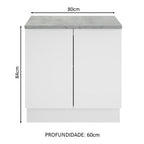 Balcão Madesa Stella 80 x 60 cm 2 Portas (Com Tampo) Branco
