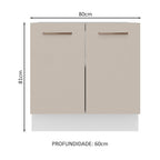 Balcão de Cozinha 80 x 60 cm 2 Portas (Sem Tampo) Branco/Crema Agata Madesa
