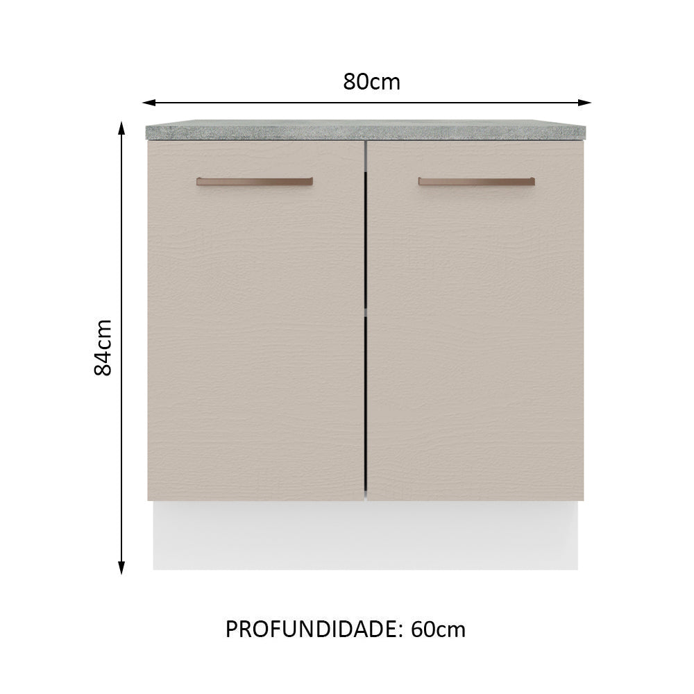 Balcão 80 x 60 cm 2 Portas (Com Tampo) Branco/Crema Agata Madesa