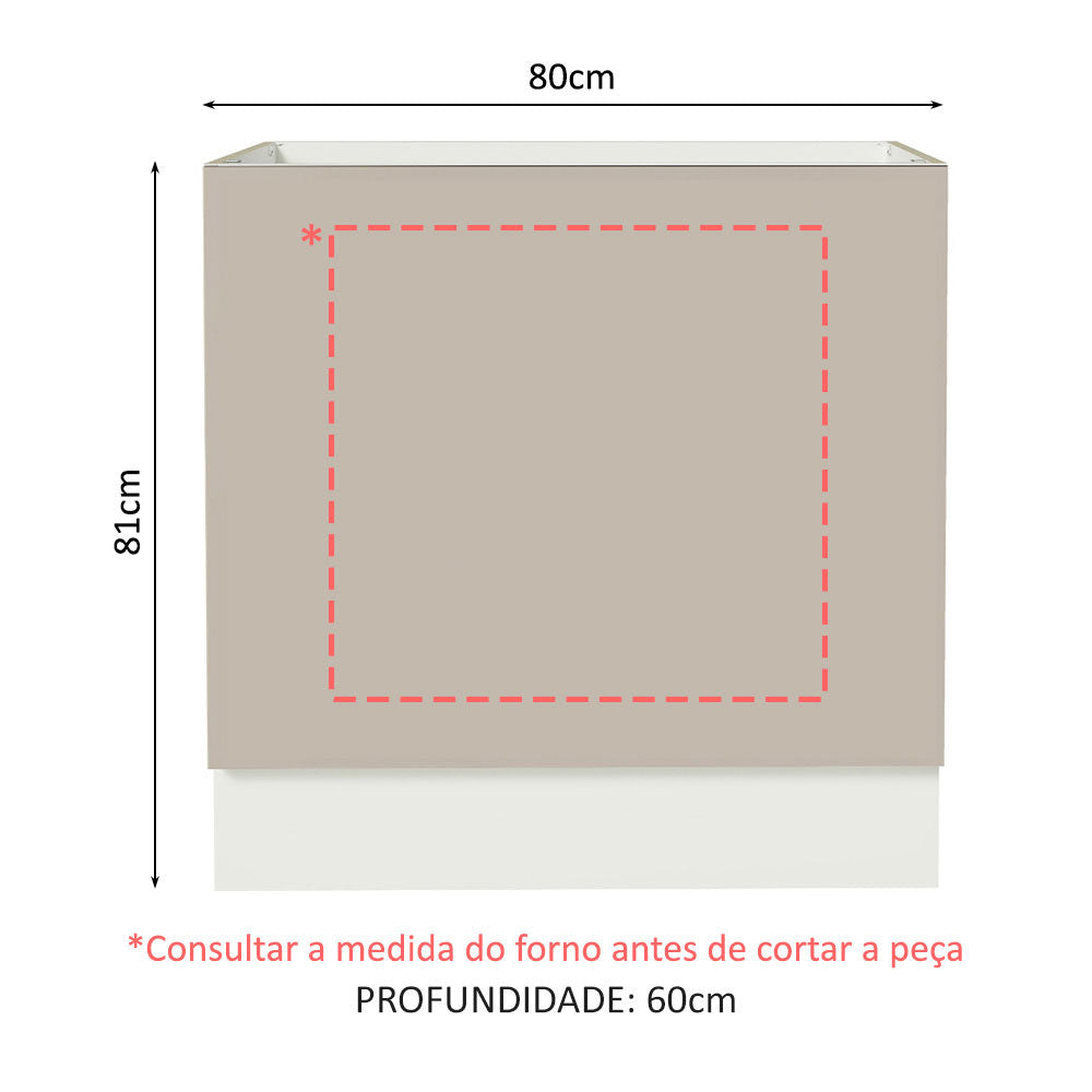 Balcão para Forno de Embutir 80 x 60 cm Sem Tampo Branco/Crema Agata Madesa