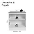 Balcão de Cozinha 80 x 60 cm 2 Portas (Com Tampo) Branco/Crema Vik Madesa