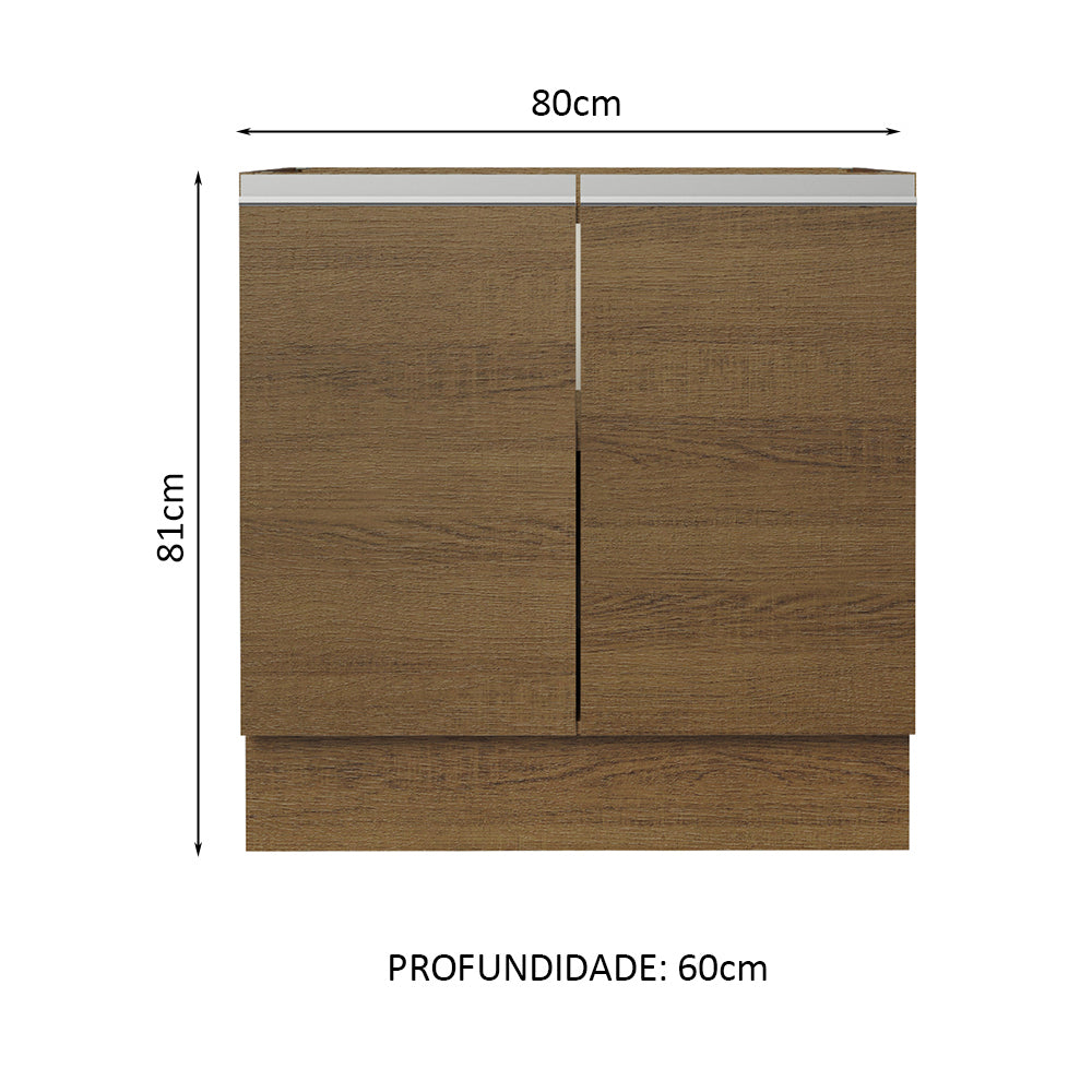 Balcão Cozinha 80 x 60 cm 2 Portas (Sem Tampo) Rustic Glamy Madesa