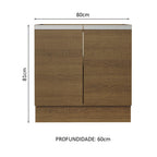Balcão Cozinha 80 x 60 cm 2 Portas (Sem Tampo) Rustic Glamy Madesa
