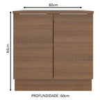 Balcão Madesa Stella 80 x 60 cm 2 Portas (Com Tampo) Rustic