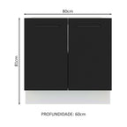 Balcão de Cozinha Madesa Agata 80 x 60 cm 2 Portas (Sem Tampo) Branco/Preto