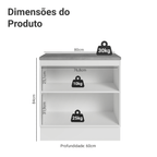 Balcão 80 x 60 cm 2 Portas (Com Tampo) Branco/Preto Lux Madesa