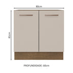 Balcão de Cozinha 80 x 60 cm 2 Portas (Sem Tampo) Rustic/Crema Agata Madesa