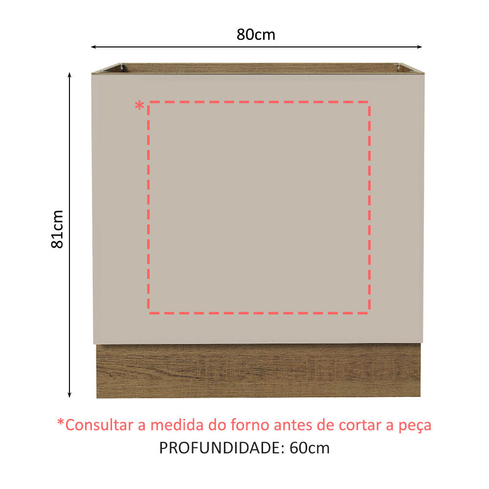 Balcão para Forno de Embutir 80 x 60 cm Sem Tampo Rustic/Crema Agata Madesa