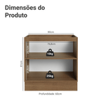Balcão de Cozinha 80 x 60 cm 2 Portas (Sem Tampo) Rustic/Preto Lux Madesa