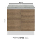 Balcão Madesa Glamy 80 x 60 cm 2 Portas (Com Tampo) Branco/Rustic
