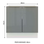 Balcão Madesa Lux 80 cm 2 Portas (Sem Tampo) Branco/Cinza