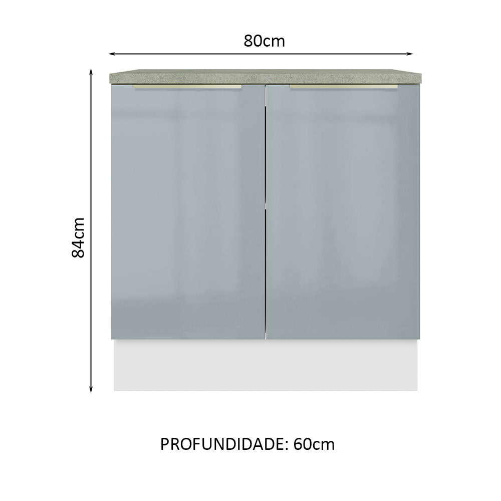 Balcão 80 cm 2 Portas Branco/Cinza Lux Madesa
