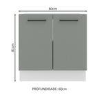 Balcão de Cozinha Madesa Agata 80 x 60 cm 2 Portas (Sem Tampo) Branco/Cinza