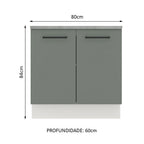 Balcão Madesa Agata 80 x 60 cm 2 Portas (Com Tampo) Branco/Cinza