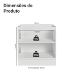 Balcão de Cozinha 80 x 60 cm 2 Portas (Sem Tampo) Branco/Cinza Vik Madesa