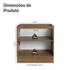 Balcão de Cozinha 80 x 60 cm 2 Portas (Sem Tampo) Rustic/Cinza Vik Madesa