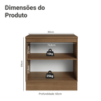 Balcão de Cozinha 80 x 60 cm 2 Portas (Com Tampo) Rustic/Cinza Vik Madesa