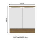 Balcão 80 cm 2 Portas Rustic/Branco Veludo Lux Madesa