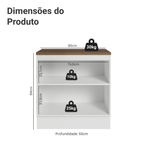 Balcão de Cozinha 80 x 60 cm 2 Portas Branco Tampo Rustic Agata Madesa