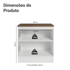 Balcão de Cozinha 80 x 60 cm 2 Portas (Com Tampo) Branco/Rustic Vik Madesa