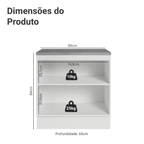 Balcão de Cozinha 80 x 60 cm 2 Portas (Com Tampo) Branco/Verde Vik Madesa