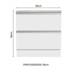 Balcão de Cozinha 80 x 60 cm 2 Gavetas (Com Tampo) Branco Glamy Madesa