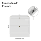 Balcão de Cozinha 80 x 60 cm 2 Gavetas (Sem Tampo) Branco Vik Madesa