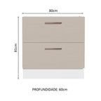 Balcão de Cozinha 80 x 60 cm 2 Gavetas (Sem Tampo) Branco/Crema Agata Madesa