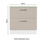 Balcão de Cozinha 80 x 60 cm 2 Gavetas (Com Tampo) Branco/Crema Agata Madesa