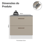 Balcão de Cozinha 80 x 60 cm 2 Gavetas (Com Tampo) Branco/Crema Agata Madesa